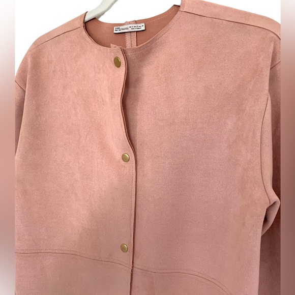 Zara Faux Suede Coat Pink Size S - Picture 6 of 10